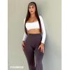 imageYEOREO Kyla Women Crop Top Long Sleeve Padded Sports Low Medium Impact Yoga Shirt WorkoutWhite