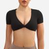 imageYEOREO Kyla Workout Crop Tops for Women Short Sleeve Twist Front Crop Tank Top Padded Sports Bra Casual ShirtsBlack