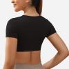 imageYEOREO Kyla Workout Crop Tops for Women Short Sleeve Twist Front Crop Tank Top Padded Sports Bra Casual ShirtsBlack