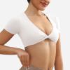 imageYEOREO Kyla Workout Crop Tops for Women Short Sleeve Twist Front Crop Tank Top Padded Sports Bra Casual ShirtsMilk White