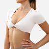 imageYEOREO Kyla Workout Crop Tops for Women Short Sleeve Twist Front Crop Tank Top Padded Sports Bra Casual ShirtsMilk White