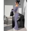imageYEOREO Romola Women Yoga Pants Flare Leggings with Tummy Control High Waist Fold Over Bootcut Wide Legs Workout LeggingBlue Gray