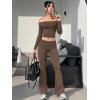 imageYEOREO Romola Women Yoga Pants Flare Leggings with Tummy Control High Waist Fold Over Bootcut Wide Legs Workout LeggingCoffee