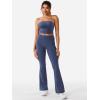 imageYEOREO Romola Women Yoga Pants Flare Leggings with Tummy Control High Waist Fold Over Bootcut Wide Legs Workout LeggingNavy Blue
