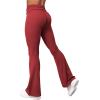 imageYEOREO Romola Women Yoga Pants Flare Leggings with Tummy Control High Waist Fold Over Bootcut Wide Legs Workout LeggingWine Red