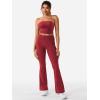 imageYEOREO Romola Women Yoga Pants Flare Leggings with Tummy Control High Waist Fold Over Bootcut Wide Legs Workout LeggingWine Red