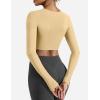 imageYEOREO Womens Long Sleeve Crop Top Lane Square Neck Crop Top Basic Slim Fit T ShirtApricot