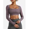 imageYEOREO Womens Long Sleeve Crop Top Lane Square Neck Crop Top Basic Slim Fit T ShirtDark Reddish Purple