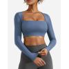 imageYEOREO Womens Long Sleeve Crop Top Lane Square Neck Crop Top Basic Slim Fit T ShirtEnsign Blue
