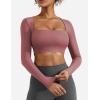 imageYEOREO Womens Long Sleeve Crop Top Lane Square Neck Crop Top Basic Slim Fit T ShirtRed Bean Paste