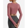 imageYEOREO Womens Long Sleeve Crop Top Lane Square Neck Crop Top Basic Slim Fit T ShirtRed Bean Paste