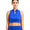 imageYEOREO CoreFlex Women Zipper Tank Top Workout Racerback Sleeveless Gym Fitted Collar Top Mock Pocket Crop Fitness Summer VestKlein Blue