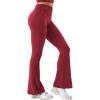 imageYEOREO Romola Women Yoga Pants Flare Leggings with Tummy Control High Waist Fold Over Bootcut Wide Legs Workout LeggingWine Red