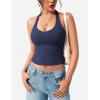 imageYEOREO Aherin Women Sexy Halter Tank Tops Slim Fit Cami Not Padded Open Back Sleeveless Y2K Going Out Crop TopDark Blue