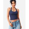 imageYEOREO Aherin Women Sexy Halter Tank Tops Slim Fit Cami Not Padded Open Back Sleeveless Y2K Going Out Crop TopDark Blue