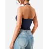 imageYEOREO Aherin Women Sexy Halter Tank Tops Slim Fit Cami Not Padded Open Back Sleeveless Y2K Going Out Crop TopDark Blue