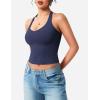 imageYEOREO Aherin Women Sexy Halter Tank Tops Slim Fit Cami Not Padded Open Back Sleeveless Y2K Going Out Crop TopDark Blue