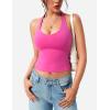 imageYEOREO Aherin Women Sexy Halter Tank Tops Slim Fit Cami Not Padded Open Back Sleeveless Y2K Going Out Crop TopRose Pink