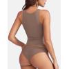imageYEOREO Double Lined Tank Tops for Women High Neck Basic Y2K Going Out Tops Breynne Open Back Workout Yoga Crop TopBrown