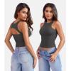 imageYEOREO Double Lined Tank Tops for Women High Neck Basic Y2K Going Out Tops Breynne Open Back Workout Yoga Crop TopDark Grey