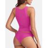 imageYEOREO Double Lined Tank Tops for Women High Neck Basic Y2K Going Out Tops Breynne Open Back Workout Yoga Crop TopRose Pink