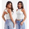 imageYEOREO Double Lined Tank Tops for Women High Neck Basic Y2K Going Out Tops Breynne Open Back Workout Yoga Crop TopWhite