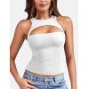 imageYEOREO Double Lined Tank Tops for Women High Neck Basic Y2K Going Out Tops Breynne Open Back Workout Yoga Crop TopWhite