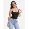 imageYEOREO Jillce Womens Ribbed Lace Cami Square Neck Tank Top Sexy Sleeveless Button Y2K Going Out Camisoles Strap Summer TopsBlack