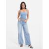 imageYEOREO Jillce Womens Ribbed Lace Cami Square Neck Tank Top Sexy Sleeveless Button Y2K Going Out Camisoles Strap Summer TopsLight Blue