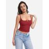 imageYEOREO Jillce Womens Ribbed Lace Cami Square Neck Tank Top Sexy Sleeveless Button Y2K Going Out Camisoles Strap Summer TopsRed