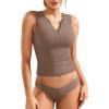 imageYEOREO Laurisa Women V Neck Tank Tops Zip Going Out Summer Sexy Sleeveless Shirts Slim Fit Double Lined Casual VestBrown