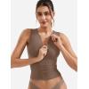 imageYEOREO Laurisa Women V Neck Tank Tops Zip Going Out Summer Sexy Sleeveless Shirts Slim Fit Double Lined Casual VestBrown