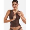 imageYEOREO Laurisa Women V Neck Tank Tops Zip Going Out Summer Sexy Sleeveless Shirts Slim Fit Double Lined Casual VestCoffee