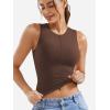 imageYEOREO Laurisa Women V Neck Tank Tops Zip Going Out Summer Sexy Sleeveless Shirts Slim Fit Double Lined Casual VestCoffee