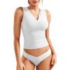 imageYEOREO Laurisa Women V Neck Tank Tops Zip Going Out Summer Sexy Sleeveless Shirts Slim Fit Double Lined Casual VestWhite