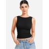 imageYEOREO Open Back Tank Tops for Women Chelseia Sexy Sleeveless Threaded SoftHue Backless Shirt Y2k Workout Going Out TopsBlack