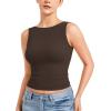 imageYEOREO Open Back Tank Tops for Women Chelseia Sexy Sleeveless Threaded SoftHue Backless Shirt Y2k Workout Going Out TopsCoffee