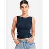 imageYEOREO Open Back Tank Tops for Women Chelseia Sexy Sleeveless Threaded SoftHue Backless Shirt Y2k Workout Going Out TopsNavy