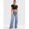 imageYEOREO Short Sleeve T Shirt for Women Double Lined Crop Top Crew Neck Workout Tee Colin Slim Fit Summer Basic Going Out TopBlack
