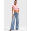 imageYEOREO Short Sleeve T Shirt for Women Double Lined Crop Top Crew Neck Workout Tee Colin Slim Fit Summer Basic Going Out TopCherry Pink