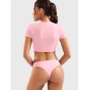 imageYEOREO Short Sleeve T Shirt for Women Double Lined Crop Top Crew Neck Workout Tee Colin Slim Fit Summer Basic Going Out TopCherry Pink