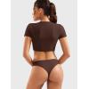 imageYEOREO Short Sleeve T Shirt for Women Double Lined Crop Top Crew Neck Workout Tee Colin Slim Fit Summer Basic Going Out TopCoffee