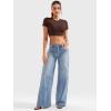 imageYEOREO Short Sleeve T Shirt for Women Double Lined Crop Top Crew Neck Workout Tee Colin Slim Fit Summer Basic Going Out TopCoffee