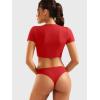 imageYEOREO Short Sleeve T Shirt for Women Double Lined Crop Top Crew Neck Workout Tee Colin Slim Fit Summer Basic Going Out TopRed