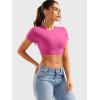 imageYEOREO Short Sleeve T Shirt for Women Double Lined Crop Top Crew Neck Workout Tee Colin Slim Fit Summer Basic Going Out TopRose