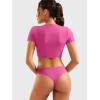 imageYEOREO Short Sleeve T Shirt for Women Double Lined Crop Top Crew Neck Workout Tee Colin Slim Fit Summer Basic Going Out TopRose