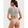 imageYEOREO Short Sleeve T Shirt for Women Double Lined Crop Top Crew Neck Workout Tee Colin Slim Fit Summer Basic Going Out TopSilver Grey