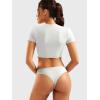 imageYEOREO Short Sleeve T Shirt for Women Double Lined Crop Top Crew Neck Workout Tee Colin Slim Fit Summer Basic Going Out TopWhite