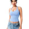 imageYEOREO Aherin Women Sexy Halter Tank Tops Slim Fit Cami Not Padded Open Back Sleeveless Y2K Going Out Crop TopLight Blue