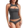 imageYEOREO Double Lined Tank Tops for Women High Neck Basic Y2K Going Out Tops Breynne Open Back Workout Yoga Crop TopDark Grey